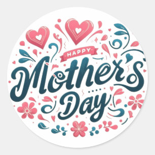 Adesivo Feliz Dia das Mães - Floral Vibrante em Verde Água