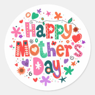 Adesivo Feliz Dia das Mães - Letra Floral Colorida