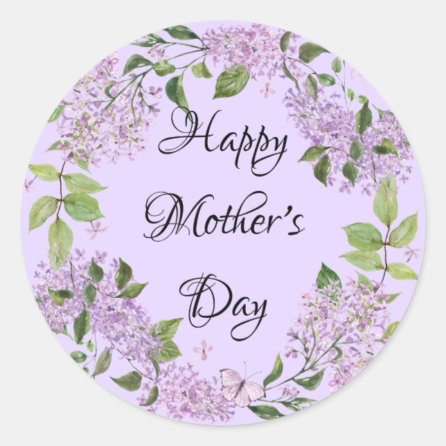 Adesivo "Feliz Dia das Mães" Lilac Flowers Sticker (Frente)