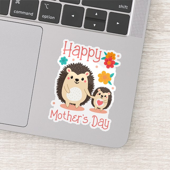 Adesivo Feliz Dia das Mães Mamãe e Bebêouriço-cacheiro (Detalhe)