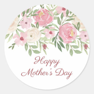 Adesivo Feliz Dia das Mães Pink Floral Aquarela