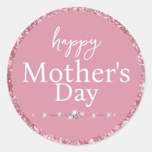 Adesivo Feliz Dia das Mães Rosa Bege Brilho