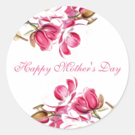 Adesivo Feliz Dia das Mães Rosa caligrafia floral