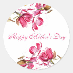 Adesivo Feliz Dia das Mães Rosa caligrafia floral