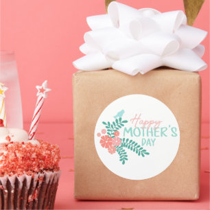 Adesivo Feliz dia das mães texto em moldura floral