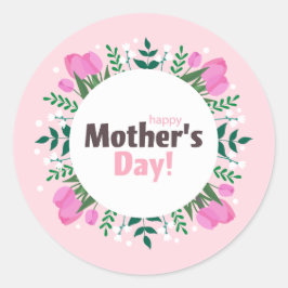 Adesivo Feliz Dia das Mães Tulipas Rosa