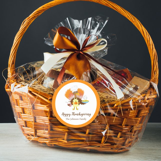 Adesivo Feliz Dia de Ação de Graças à Turquia Servindo Pie (Feast with Tom Turkey! Delightful sticker for holiday joy and delicious treats. Get festive!)