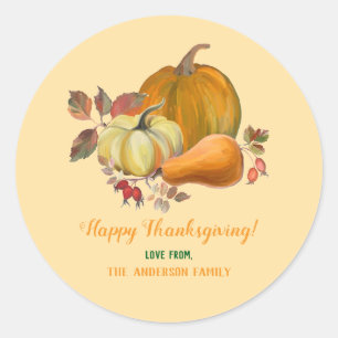 Adesivo Feliz Dia de Ação de Graças Colheita Pumpkins Foli