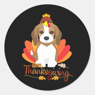 Adesivo Feliz Dia de Ação de Graças Com Cachorro Beagle Pe