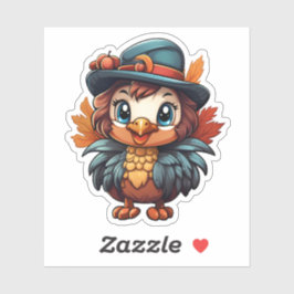 Adesivo Feliz Dia de Ação de Graças de outono Turquia