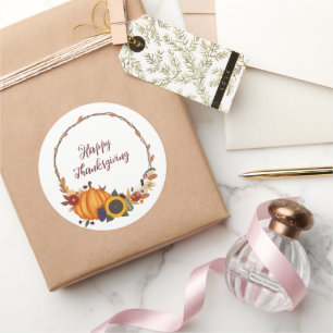 Adesivo Feliz Dia de Ação de Graças Fall Wreath