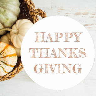 Adesivo Feliz Dia de Ação de Graças Laranja Simples e Mode