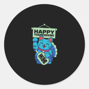 Adesivo Feliz Dia de Ação de Graças Maneki Neko Gato Sortu