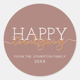Adesivo Feliz Dia de Ação de Graças, marrom claro