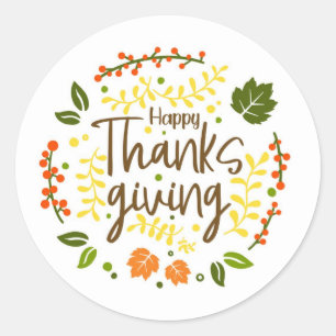 Adesivo Feliz Dia de Ação de Graças Personalizado Stickers