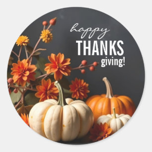 Adesivo Feliz Dia de Ação de Graças Pumpkin Flowker Sticke