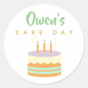 Adesivo Feliz Dia de Aniversário Bolo Nome Personalizado R