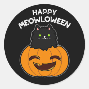 Adesivo Feliz Dia de as Bruxas engraçado Meowloween Pun Da