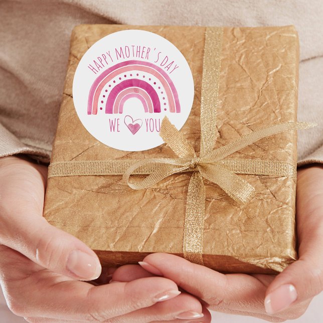 Adesivo Feliz dia de as mães | Arco-Íris Rosa Nós Te Amos (Criador carregado)