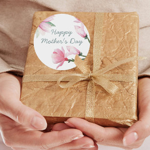 Adesivo Feliz dia de as mães com Magnolias de Cor de Águ