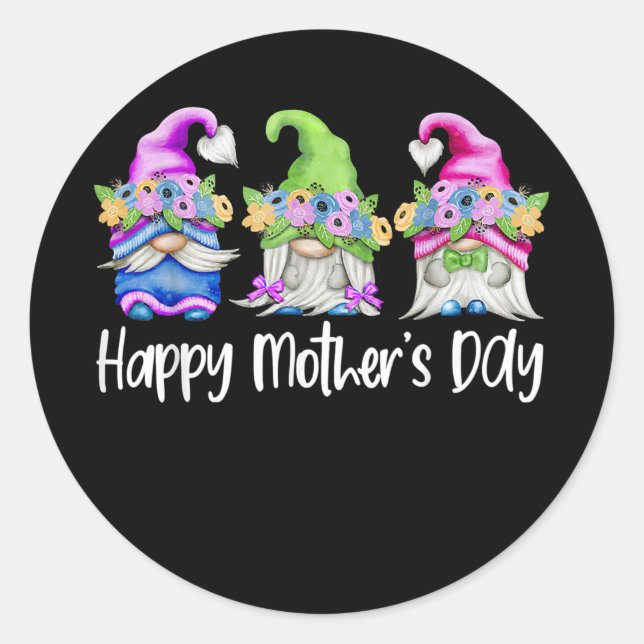 Adesivo Feliz dia de as mães Cute Gnomos Floral Para Mamãe (Frente)