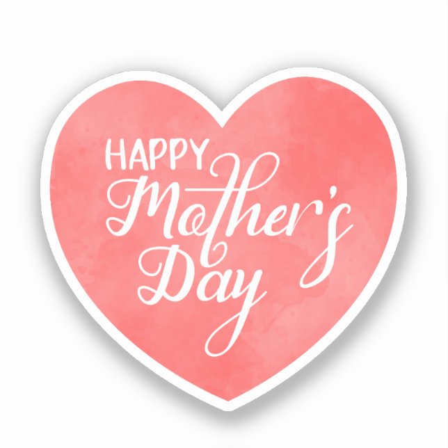Adesivo Feliz dia de as mães de cor rosa, mãe ama (Frente)