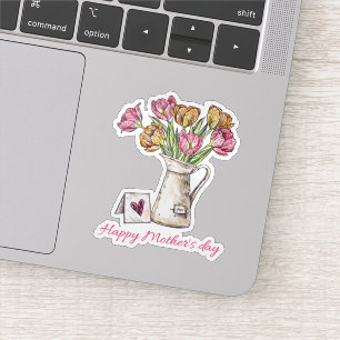 adesivo feliz dia de as mães-flores