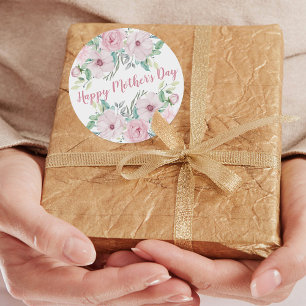 Adesivo Feliz dia de as mães  Flores de Pequim Rosa Aquar