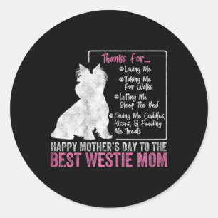 Adesivo Feliz Dia de as mães Para O Melhor Westie Mãe Bran