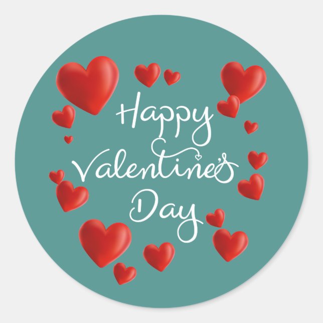 Adesivo Feliz dia de os namorados de Corações Vermelhos Se (Frente)