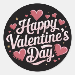 Adesivo Feliz dia de os namorados elegante Corações vermel