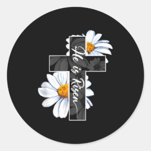Adesivo Feliz dia de Páscoa ele ressuscitou cruz cristã de