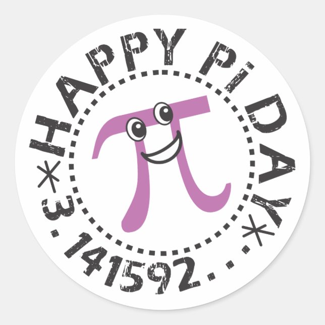 Adesivo Feliz Dia de Pi © - Engraçado Pi Day Stickers (Frente)