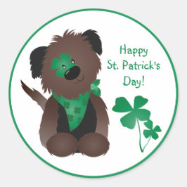 Adesivo Feliz Dia de São Patrício Cachorro Quatro Folha Ve