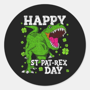 Adesivo Feliz Dia de São Patrício Dinossauro T-rex Meninos