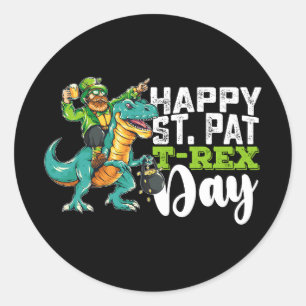 Adesivo Feliz Dia de São Patrício do Dinossauro T Rex