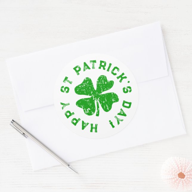 Adesivo Feliz Dia de São Patrício do trevo do shamrock (Envelope)