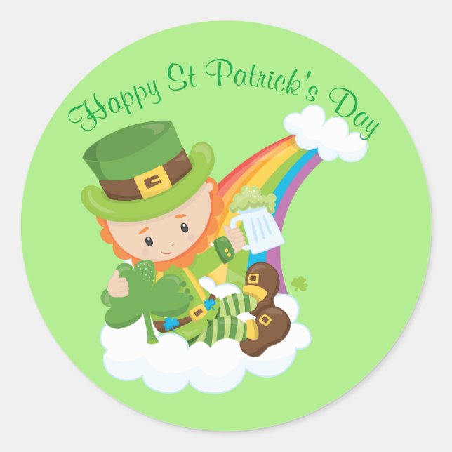 Adesivo Feliz Dia de São Patrício Leprechaun (Frente)