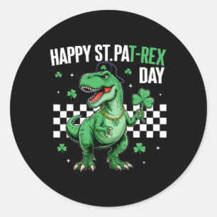 Adesivo Feliz Dia de São Patrício T-Rex Meninos Dinossauro