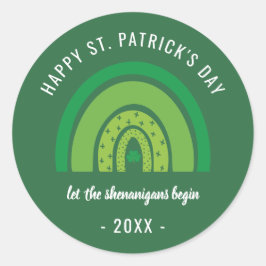 Adesivo Feliz Dia de São Patrício Verde Arco-Íris Irlandês