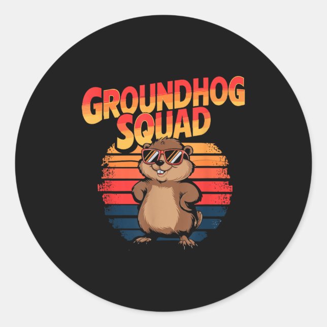 Adesivo Feliz Dia do Groundhog 2025 - Divertida Equipe do  (Frente)