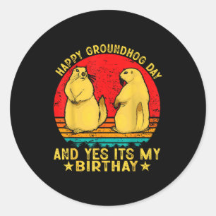 Adesivo Feliz Dia do Groundhog 2025 Marmota Retro Engraçad