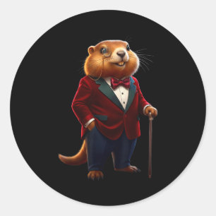 Adesivo Feliz Dia do Groundhog 2026 Groundhog Cavalheiro C