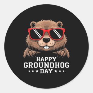Adesivo Feliz Dia do Groundhog Amante de Animais Homens Mu