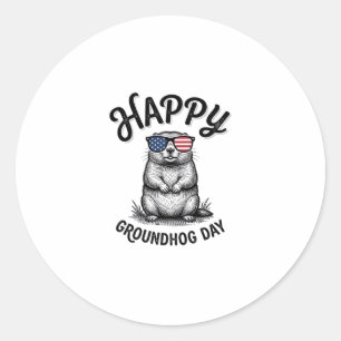 Adesivo Feliz Dia do Groundhog Camisa de Desenho de Gravur