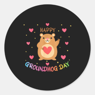 Adesivo Feliz Dia do Groundhog Day Groundhog Dia Fofo Wood