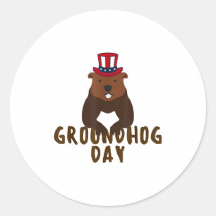 Adesivo Feliz Dia do Groundhog Dia do Groundhog Engraçado