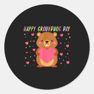 Adesivo Feliz Dia do Groundhog Dia do Groundhog Fofo Woohu