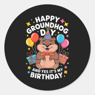 Adesivo Feliz Dia do Groundhog e é meu aniversário 2 de fe
