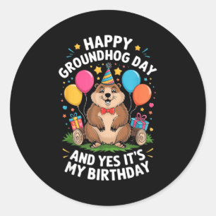 Adesivo Feliz Dia do Groundhog e é meu aniversário 2 de fe